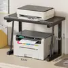 Pequena prateleira para impressora, prateleira de camada dupla na mesa, armazenamento de copiadora para mesa de escritório, suporte de mesa