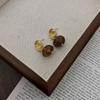 Aretes Maillard Retro Estilo Hong Kong Marrón Aretes Estilo Francés Aretes Estilo Nuevo 2025 Aretes de Aro Elegantes de Alta Gama