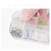 Caja de Decoraciones para Uñas Flor de Cinco Pétalos Diamantes de Imitación Planos Mixtos Remaches de Resina Aurora Lazo Flor de Camelia Diamantes de Imitación Decorativos