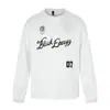 Camiseta Deportiva de Manga Larga con Rayas Verticales Estampado de Letras Casual Cuello Redondo para Hombre Verano Estilo Urbano Top Holgado