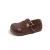 Zapatos retro de cuero para niñas, nueva colección primavera/otoño 2026, estilo británico clásico, con cierres de velcro, zapatos de princesa, planos únicos y elegantes