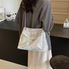 Bolso Casual de Superficie Suave de Gran Capacidad para Mujer 2024 Verano Nuevo Moderno Lazo Cadena Bolso de Hombro Bolso para Viajar Bolso Tote