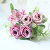Decoración de Flores Artificiales Transfronteriza de Amazon Ramo de Boda Mesa de Comedor Adornos para Sala de Estar Flor Artificial Rosa Simulada de Tela de Seda