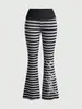 Conjunto personalizado de sudadera con capucha y cremallera y pantalones, con estampado a rayas en blanco y negro, corte slim fit, acampanado y pierna ancha, para otoño, estilo transfronterizo INS
