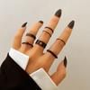 Conjunto de anillos negros de AliExpress para mujer, sencillos, de estilo Xi Feng Ha, de 9 piezas, al por mayor.