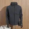 Jaqueta com capuz soft shell, à prova de vento, resistente à água, resistente ao desgaste, corte 3D, forrada de fleece para atividades ao ar livre 13444
