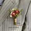 Mini Buquê de Flores Secas e Preservadas Retro Casamento Pais Noivo Noiva Madrinha Acessórios Magnéticos Broche