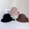 Sombrero Cubo de Moda Versátil con Lazo de Borde Enrollado para Mujer, Sombrero de Tela Elegante y Versátil para el Sol de Otoño