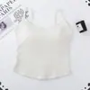 Camisola de Algodón Puro con Canalé, Espalda Grande en Forma de U para Mujer, Copa Fija Integrada, Top Ajustado de Color Sólido, Ropa Interior de Capa Base para Mujer