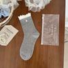 Calcetines Rakou Estilo Coreano Amantes de la Oreja de Madera Calcetines de Longitud Media para Mujer Crema Estilo Ballet Estilo Japonés Calcetines de Felpa para Chica JK