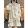 Preguiçoso estilo caxemira solto de alta qualidade torcido suéter feminino duas peças conjunto cintura alta malha shorts moda terno casual