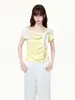 Camiseta de manga corta de un solo hombro color crema inspirada en la dopamina con lazo para mujer, nueva colección de verano 2026, top sexy sin hombros