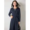 Vestido Adelgazante de Cuello en V de Manga Larga con Cintura Ajustada para Mujer, Nuevo Estilo Otoño 2026, Elegante y con Estilo de Longitud Media para el Trabajo