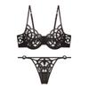 Ropa interior sexy de estilo francés para mujer, ultrafina, con pecho grande, llamativa, talla grande, sujetador push-up, antiflacidez, de encaje de malla.