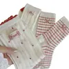 Calcetines Finos de Malla para Mujer Primavera y Verano 2026 Tela de Lunares Etiqueta de Tela Lazo Lindos Calcetines Caídos de Media Pantorrilla Absorbentes de Sudor y Transpirables