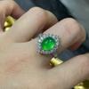 Anillo de Plata de Ley 925 Chapado Incrustado Lujo Calcedonia Verde Hielo Nuevo Anillo Chino Ágata Rosa Abierto para Mujer Suministro en Vivo