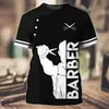 Camiseta Masculina de Manga Curta com Estampa Digital Amazon Barber Transfronteiriça Verão Casual Gola Redonda Novo Estilo Top Camiseta