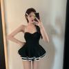 Fábrica de Origem 2023 Novo Vestido Preto Pequeno Retrô Francês Japonês e Coreano Sexy Vestido de Peça Única Roupa de Banho Feminina bikini