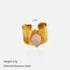 Anillo de Piedra de Color Abierto Retro Transfronterizo Europeo y Americano para Mujer, Anillo de Moda de Lujo Ligero, Joyería Medieval de Acero Inoxidable
