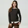 Suéter de Cashmere Grossinho com Gola Redonda, Ombros Raglã e Trançado para Mulheres, Novo Pulôver Estilo Coreano Outono/Inverno, Suéter de Cashmere Emagrecedor