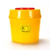 Contenedor de plástico amarillo redondo para objetos punzocortantes de 1 litro con tapa, sellado, resistente a impactos, resistente a perforaciones, a prueba de fugas, caja de recolección de residuos médicos