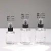 Botella Boston Transparente, Botella de Alcohol Desinfectante de Gran Capacidad, Botella con Atomizador, Botella Gotero Opaca a la Luz, Botella de Prensa Dosificadora de Loción