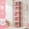 Vitrina de Cristal Rosa para Guardar y Exhibir Artículos, Vitrina a Prueba de Polvo, Armario de Almacenamiento, Vitrina para Figuras