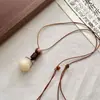 Collar Colgante Hebilla de Paz Bodhi Estilo Antiguo para Mujer Nuevo Estilo Chinoiserie Retro Étnico Zen Cadena Larga para Suéter Accesorios