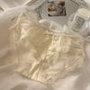 Renda de Desejo Puro Roupa Íntima Feminina Sensação de Pele Nu Sem Marcas Respirável Cintura Média-Baixa Forro 100% Algodão Renda Oca de Seda de Gelo Calcinha Feminina