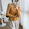 Primavera e Outono Gola Quadrada Manga Longa Base Camisa Base Emagrecimento Feminino Design Sense Suéter de Nicho Mulheres Cardigan Short Top Mulheres