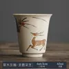 Taza de té vintage gris ceniza, Taza de maestro, Cuenco de té individual, Juego de té Kung Fu cerámico para uso individual con logo