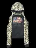 Moda de Calle Estilo Retro Americano Bandera Patrón 3D Parche Y2K Diseño Patchwork Estampado de Leopardo Sudadera 2026