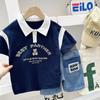 Camisa Polo de Manga Corta para Niños 2025 Estilo Coreano Verano Dibujos Animados Bebé Estilo Occidental Niños Medianos y Grandes Top Lapp Camiseta Polo