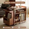 Mesa Lateral Móvil, Gabinete Lateral para Sofá, Gabinete Lateral, Gabinete de Almacenamiento Doméstico para Sala de Estar, Estante de Almacenamiento, Mesa de Café de Madera Maciza, Carrito Pequeño