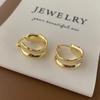 Pendientes Nuevo Estilo Caliente Pendientes de Aro Irregulares de Gama Alta Pinzas para Orejas Doradas Pendientes de Botón Elegantes para Mujer con Agujas de Plata Pura