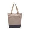 Bolsa de Lona de Contraste Mujer 2025 Nueva Gran Capacidad Bolso Tote para Viaje al Trabajo Bolso de Hombro con Costuras Modernas Bolsa de Compras