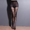 Primavera e verão moda marca flocando anti-gancho corte arbitrário meia-calça fina feminina adorável menina meias pretas