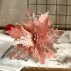 Flores de Navidad Artificiales Transfronterizas, Arreglos de Flores de Tela, Adornos Decorativos, Decoraciones Navideñas, Decoraciones de Flores Navideñas de Terciopelo con Lentejuelas
