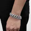 Joyería transfronteriza europea y americana pulsera hip hop 20 mm doble fila T cuadrado circón rombo cadena cubana gruesa pulsera de hombre al por mayor
