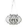 ABIERTO letrero de puerta retro colgante de doble cara decorativo placa de puerta creativa colgante placa de puerta de madera decoración de pared colgante de pared en stock personalización