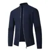 Comércio Exterior Amazon Outono e Inverno Novo Tricô Masculino Gola Alta Zíper Cardigan Tricô Jaqueta Masculina com Forro de Lã Jaqueta