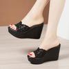 Sandalias de pedrería estilo verano 2025 para mujer, Tacones de plataforma de suela gruesa, Tallas grandes de tacones altos, Tacones de cuña, Pantuflas de plataforma impermeables para mujer