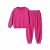 AG330 g traje de pantalón y suéter de rizo para niños cuello redondo color liso liso Guía de llegada suéter otoño
