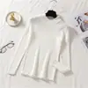 Tejido de punto para mujer, suéter de cuello medio alto, otoño e invierno, nuevo estilo coreano, camiseta básica, ajustado, adelgazante, manga larga, suéter corto interior