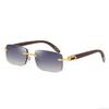 Gafas de sol de moda para hombre sin montura, patas de madera originales, gafas de tirachinas para hombre, montura óptica de madera de moda