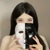 Máscara de Halloween de rosto inteiro, máscara de grade preto e branco para dança de rua, acessório de performance de cosplay de festa à fantasia de terror engraçado