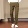 Pantalones casuales de algodón puro para hombre, colección otoño 2026, elásticos, corte holgado, estilo de pierna recta, nuevo diseño 2026, adecuados para todas las estaciones, pantalones de vestir casuales