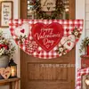 Bandera de Abanico de Medio Círculo Popular Transfronteriza para el Día de San Valentín, Tela Romántica de Corazón de Amor para Colgar en la Pared, Decoración para Fiestas Festivas, Fondo para Fotos
