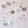 Decoração de Festa de Aniversário Espelho Estrela Dourada Flor Decoração de Quarto de Casamento Estrela de Cinco Pontas Flor de Papel Enfeites Pendurados