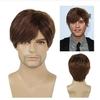 2025 Atacado Transfronteiriço Peruca Branca Masculina Comércio Exterior Transfronteiriço Amazon Franja Lateral Peruca Masculina Cabelo Liso Curto